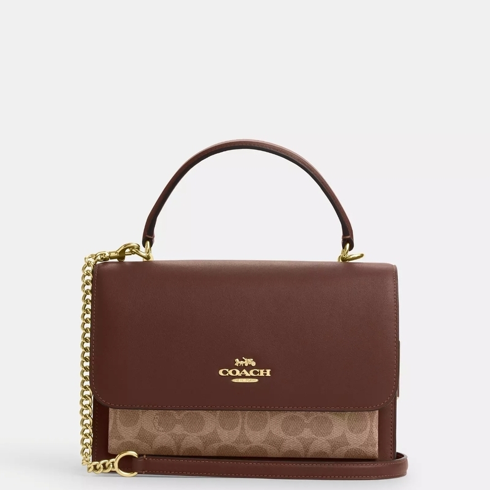 Coach Signature Brown and Tan Crossbody Bag